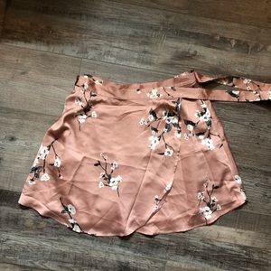 Dynamite Floral Mini Wrap Skirt